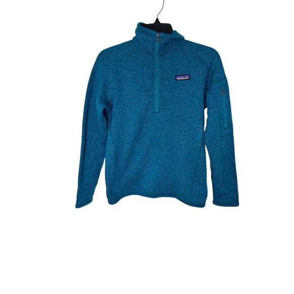 Patagonia Womens Small Quarter-Zip Blue Fleece Pullover With Arm Pocket - Picture 3 of 10